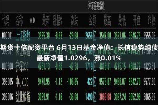 期货十倍配资平台 6月13日基金净值：长信稳势纯债最新净值1.0296，涨0.01%